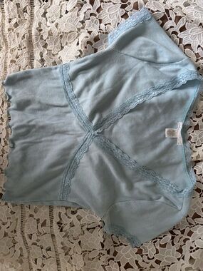 Tilly's Light Blue Ribbed Lace-Trim Bandeau Cami